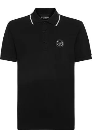 Philipp Plein Top, Herre, Sort, M, Sort Polo Skjorte SS Tiger