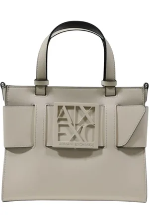 Armani Exchange Taske, Dame, Grå, ONE SIZE, Læder, Imiteret lædertaske med frontlogo