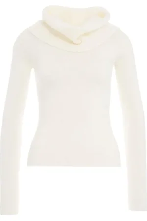 Liu Jo Strik, Dame, Hvid, XS, Uld, Logo Bag Langærmet Sweater
