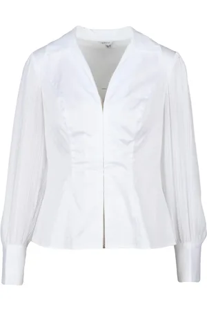 Guess Bluser & Skjorter, Dame, Hvid, XS, Bomuld, Plisseret Puffærme Bomuldsskjorte