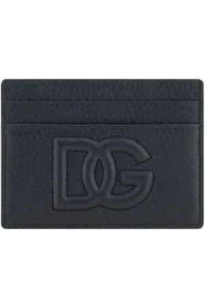 Dolce & Gabbana Tilbehør, Herre, Sort, ONE SIZE, Læder, Kornet Læderkortholder med Logo