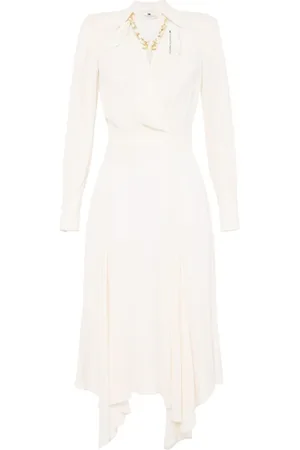 Elisabetta Franchi Kjole, Dame, Hvid, L, Elegant Panna Kjole til Kvinder