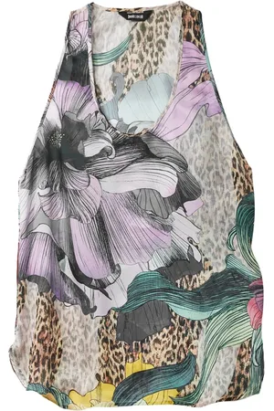 Roberto Cavalli Top, Dame, Flerfarvet, 2XS, Chiffon, Blomsterprint Chiffon Top