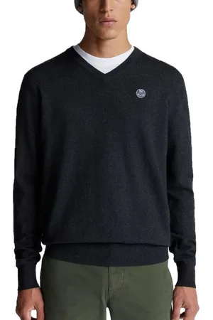 North Sails Strik, Herre, Grå, S, Bomuld, Bomuld Uld V-Hals Pullover Hættetrøje