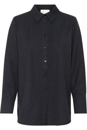 My Essential Wardrobe Bluser & Skjorter, Dame, Blå, S, Klassisk Skjorte Mørkeblå Stribe
