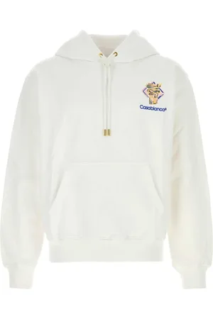Casablanca Sweathshirts & Hoodies, Herre, Hvid, S, Bomuld, Diamantkolonne Broderet Hættetrøje