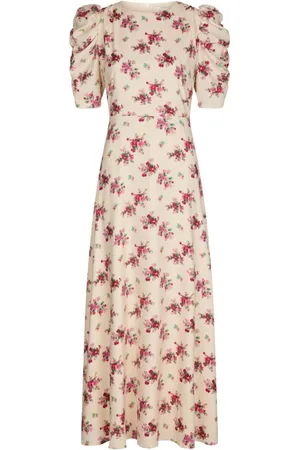 Neo Noir Kjole, Dame, Lyserød, M, Polyester, Elegant lyserød blomstret kjole