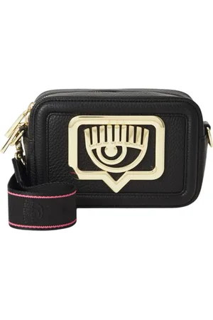 Chiara Ferragni Taske, Dame, Sort, ONE SIZE, Læder, Eco-læder Crossbody Taske med Logo