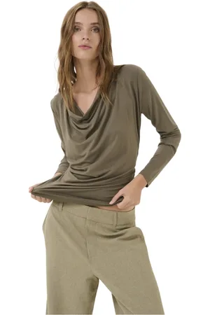 My Essential Wardrobe Bluser & Skjorter, Dame, Grøn, 2XL, Elegant Waterfall Blouse Sea Turtle