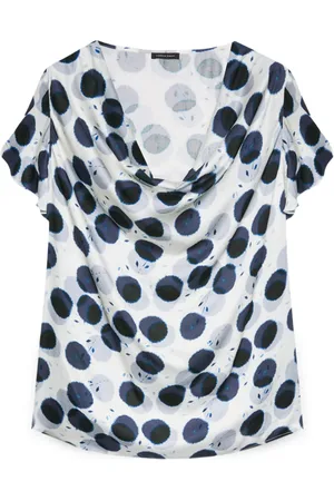 Fiorella rubino Bluser & Skjorter, Dame, Flerfarvet, 6XL, Satin, Polkaprikket Satintop Blå Draperet