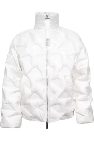 Emporio Armani Jakke, Dame, Hvid, XS, Polyester, Polyester parka med gentaget tone-i-tone logo