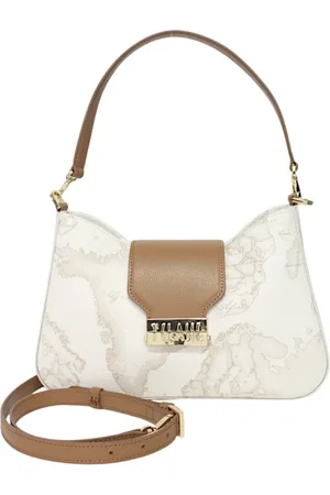 ALVIERO MARTINI 1A CLASSE Taske, Dame, Hvid, ONE SIZE, Uld, Eco-læder Skuldertaske med Frontlogo Print