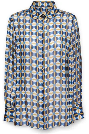 Elena Miro Bluser & Skjorter, Dame, Blå, 4XL, Satin, Trykt skjorte