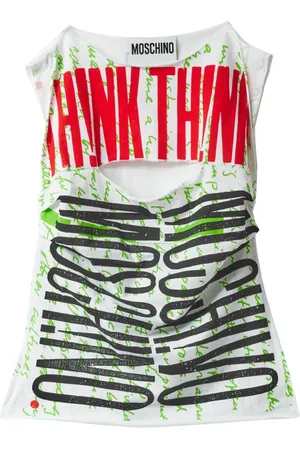 Moschino Top, Dame, Flerfarvet, S, Bomuld, Grafisk Print Bomuld Draperet Top