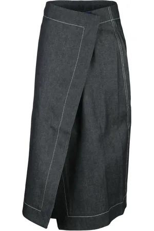 SUNNEI Nederdel, Dame, Blå, XS, Denim, Denim wrap nederdel med velcrolukning