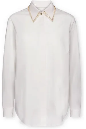 Elena Miro Bluser & Skjorter, Dame, Hvid, 6XL, Oversized skjortebluse med broderet krave