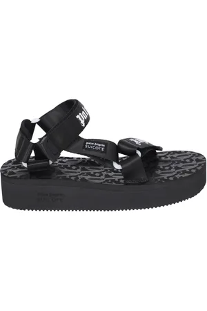 Palm Angels Sko, Dame, Sort, 38 1/2 EU, Uld, Sorte Sandaler med Logo Bånd
