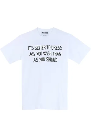 Moschino Top, Herre, Hvid, L, Bomuld, Bomuld T-shirt med Slogan Print
