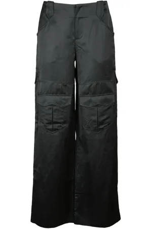 Tom Ford Bukser, Dame, Sort, S, Satin, Cargo Satin Bukser med Lav Talje