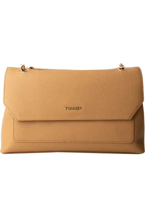 Twin-Set Taske, Dame, Brun, ONE SIZE, Uld, Beige Skuldertaske med Metal Detaljer