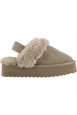 Colors of California Sko, Dame, Brun, 41 EU, Suede, Suede Sabot Sandaler med Falsk Pels