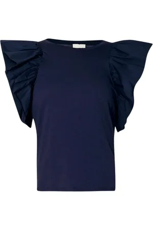 Liu Jo Top, Dame, Blå, L, Bomuld, Bomuld T-shirt med rund hals