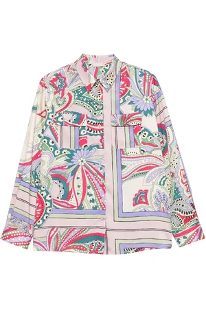 Liu Jo Bluser & Skjorter, Dame, Flerfarvet, S, Satin, Mønstret satin skjorte med metal detalje