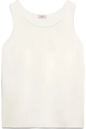 Oltre Top, Dame, Hvid, S, Satin, To-materiale Top i Fast Farve