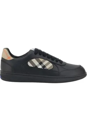 Burberry Sko, Herre, Sort, 43 EU, Læder, Ikoniske Check Lace-Up Sneakers