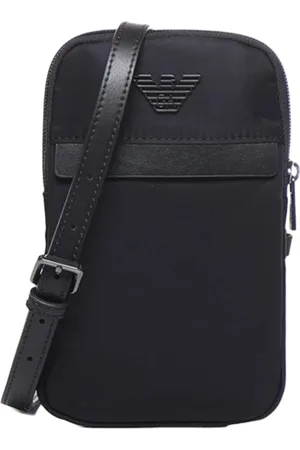 Emporio Armani Taske, Herre, Sort, ONE SIZE, Læder, Faux læder telefonholder med justerbar rem