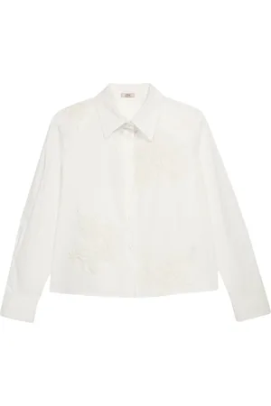 Oltre Bluser & Skjorter, Dame, Hvid, 4XL, Bomuld, Boxy skjorte med broderier