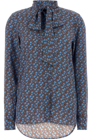 ERMANNO SCERVINO Bluser & Skjorter, Dame, Flerfarvet, 2XS, Blomstret Mikro Print Skjorte