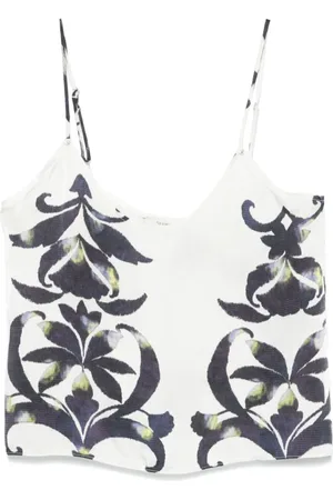 FORTE FORTE Top, Dame, Sort, M, Hvid Justerbare Spaghetti Stropper Crop Top