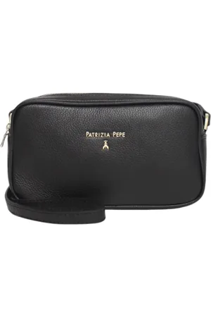 Patrizia Pepe Taske, Dame, Sort, ONE SIZE, Læder, Læder Crossbody Taske med Frontlogo