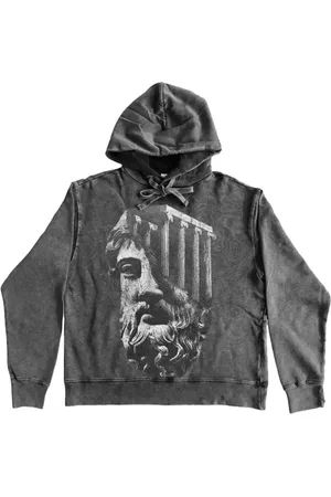 DIEGO VENTURINO Sweathshirts & Hoodies, Herre, Grå, M, Bomuld, Vintage Grækenland Print Bomuld Hættetrøje