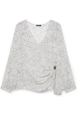 Fiorella rubino Bluser & Skjorter, Dame, Hvid, 2XL, Bluse med tryk og folder på siden