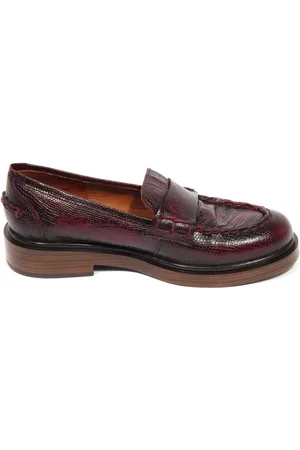 Pon´s quintana Sko, Dame, Rød, 36 EU, Vintage effekt loafer i burgunder