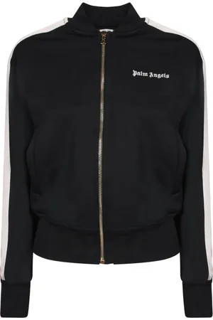 Palm Angels Sweathshirts & Hoodies, Dame, Sort, XS, Polyester, Elegant Sort Jakke med Sider