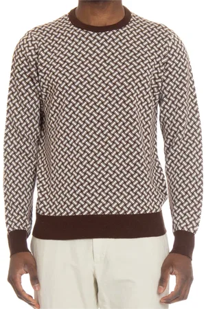 DRUMOHR Strik, Herre, Brun, 2XL, Bomuld, Ikonisk Biscottino Jacquard Sweater