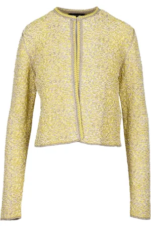 Fabiana Filippi Jakke, Dame, Gul, M, Bomuld, Bouclè Cardigan med Metaldetaljer