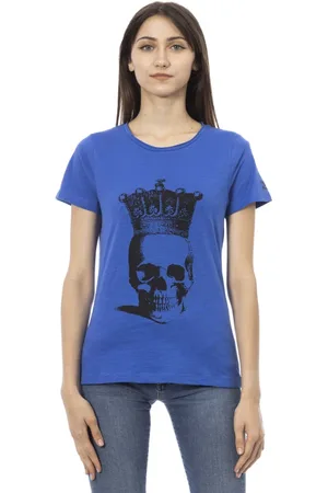 Trussardi Top, Dame, Blå, S, Casual T-shirt med rund hals