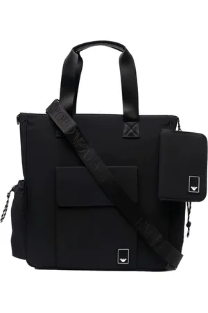 Emporio Armani Taske, Dame, Sort, ONE SIZE, Nylon, Vertikal Nylon Taske med Flere Lommer