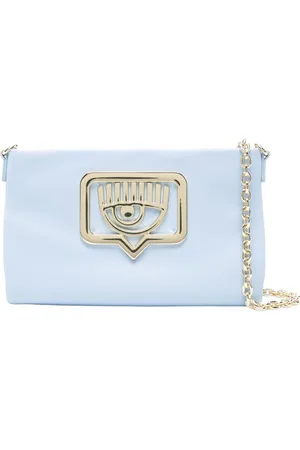 Chiara Ferragni Taske, Dame, Blå, ONE SIZE, Læder, Eco-læder Crossbody Taske med Logo