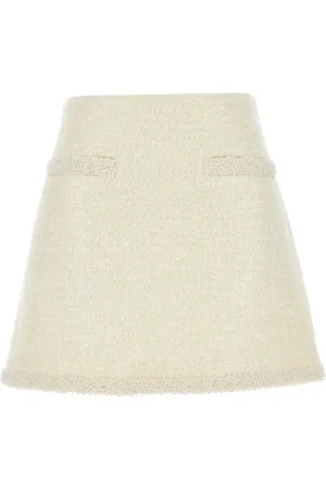 Self-Portrait Nederdel, Dame, , M, Polyester, Creme Boucle Perle Trim Mini Nederdel