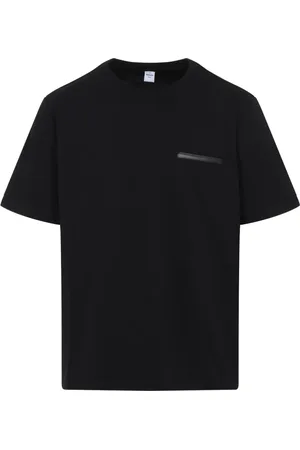 Berluti Top, Herre, Sort, L, Bomuld, Sort Bomuldst-shirt med Læderlomme