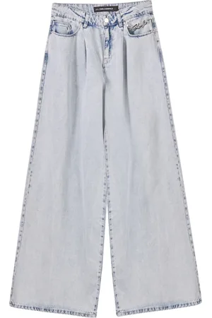 Karl Lagerfeld Jeans, Dame, Blå, W30, Denim, Brede Ben Blå Denim Bukser