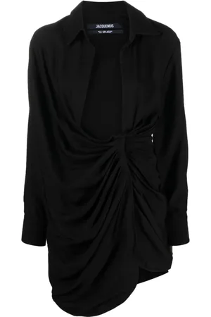 Jacquemus Kjole, Dame, Sort, 2XS, Sort Kort Kjole med Dyb Halsudskæring