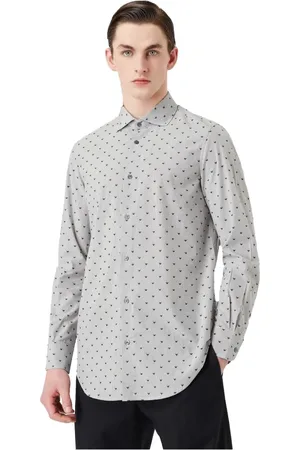 Emporio Armani Skjorte, Herre, Flerfarvet, L, Bomuld, Bomuldsskjorte med gentaget kontrastørn