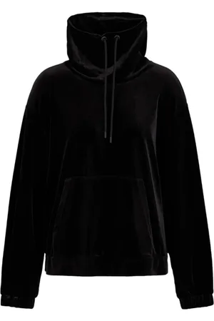 Emporio Armani Sweathshirts & Hoodies, Dame, Sort, S, Uld, Hættetrøjer med forlomme og elastiske manchetter