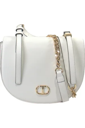 Twin-Set Taske, Dame, Hvid, ONE SIZE, Uld, Eco-læder skuldertaske med frontlogo